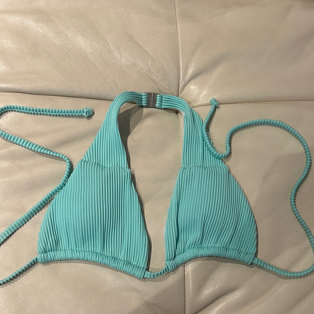 Turquoise Ribbed Bikini Top